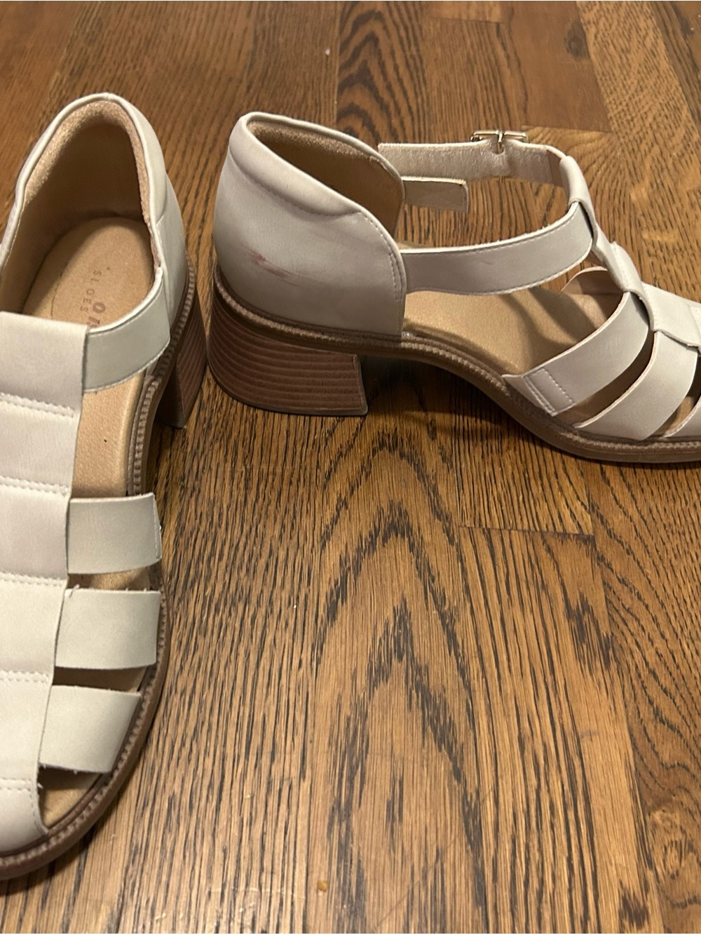Dr. Scholl's Cream Strappy fisherman Block Heel closed toe Sandals - Picture 2 of 8